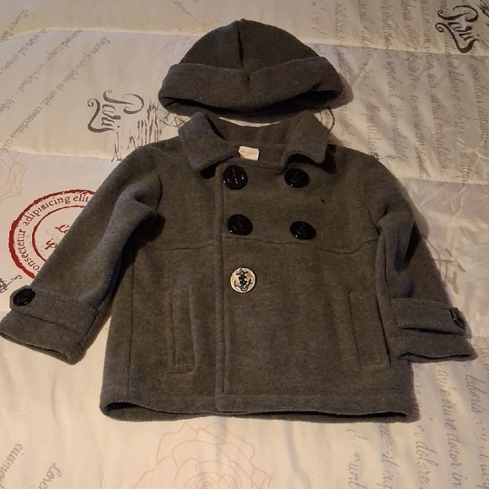 Double-Breasted Pea Coat with Matching Hat by "Starting Out." Sz. 24 Months
